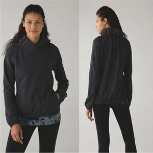 Lululemon After All Pullover French Terry Cotton Heathered Black Gray Women’s 12